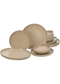 Creatable, Tafelservice &raquo;Uno&laquo; Teller Set, weiche, harmonisch ausbalancierte Form, Sand, Steinzeug,