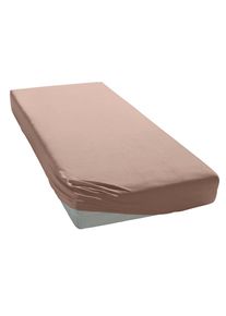 OTTO home, Spannbettlaken &raquo;PAPRIKA&laquo; Bettlaken, Laken, in zwei Qualit&auml;ten: Fleece & Jersey, pflegeleicht, apricot, Microfaser-Jersey, Obermaterial: 100