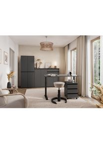 Germania, Schreibtisch &raquo;Lemont&laquo; Mechanisch h&ouml;henverstellbarer Schreibtisch, Graphit + Schwarz + Graphit,