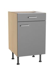 KOCHSTATION, Unterschrank &raquo;KS-Lucy&laquo; Breite 50 cm, h&ouml;henverstellbare F&uuml;&szlig;e, Soft-Close, basaltgrau/Eiche hell, Eiche hell - B/H/T: 50 cm x 87 cm x 58,1 