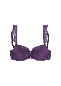 Lascana, Damen, Schalen-BH &raquo;Flora&laquo; mit wundersch&ouml;nen Spitzentr&auml;gern und edlem Glitzeraccessoire, Dessous, pflaume, 80 - Cup B, Femininer Schalen-BH 