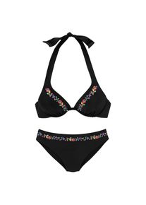Buffalo, Damen, B&uuml;gel-Bikini mit Blumenstickerei, schwarz-bestickt, 42 - Cup F, Mit floralen Details
