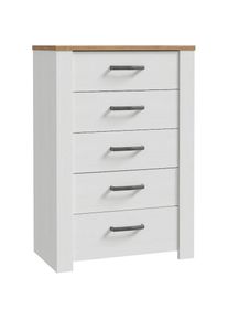 FORTE, Kommode &raquo;Bohol&laquo; B/H/T71,7/106,2/42 cm, 5 Schubk&auml;sten, Landhaus, Riviera Eiche / Sibiu L&auml;rche hell, Spanplatte,