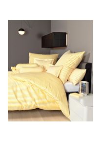 Janine, Wendebettw&auml;sche &raquo;Mako-Satin 3912 modern classic&laquo; 2 Stk., hellgelb, Mako-Satin, Obermaterial: 100% Baumwolle, B/L: 140 cm x 200 cm - 1 Stk.
