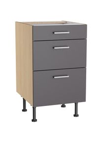 KOCHSTATION, Unterschrank &raquo;KS-Lucy&laquo; Breite 50 cm, 1 Schubkasten, 2 Ausz&uuml;gen, Soft-Close, verstellb. F&uuml;&szlig;e, anthrazit/Eiche hell, Eiche hell - B/H/T: 50
