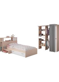 Parisot, Jugendzimmer-Set &raquo;Charly 23&laquo; Set, 3 tlg. Seitliches Podest am Bett links oder rechts montierbar, natur,