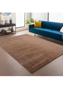 Ayyildiz Teppiche, Teppich &raquo;JOY 1400&laquo; rechteckig 11 mm H&ouml;he auch L&auml;ufer, uni Kurzflor, Wohnzimmer, Kinderzimmer, Mokka, Polyester, B : 60 cm 1 Stk. - 