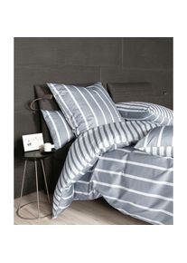 Janine, Wendebettw&auml;sche &raquo;Mako-Satin 39028 modern classic&laquo; 2 Stk., platin, Mako-Satin, Obermaterial: 100% Baumwolle, B/L: 140 cm x 200 cm - 1 Stk.