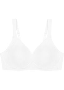 Triumph, Damen, B&uuml;gelloser BH &raquo;Modern Soft+Cotton N&laquo; mit dezenten Streifen, WHITE, 90 - Cup E, BH ohne Polsterung und ohne B&uuml;gel