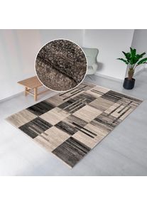 OTTO home, Teppich &raquo;Beliz&laquo; rechteckig 9 mm H&ouml;he mit Konturenschnitt, Kurzflor, 3D-Design, mit Fransen, Wohnzimmer, grau, Kunstfaser, B : 60 cm 1 Stk. 