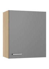 KOCHSTATION, H&auml;ngeschrank &raquo;KS-Lucy&laquo; Breite 60 cm, mit 1 T&uuml;r, 2 Einlegeb&ouml;den, Soft-Close, basaltgrau/Eiche hell, Eiche hell - B/H/T: 60 cm x 70,4 cm x 
