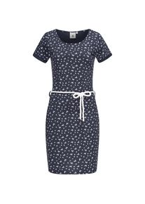 PEAK TIME, Damen, Sommerkleid &raquo;Sommerkleid L80022&laquo;, Blue Melange Flowers, M - N-Gr, Bequemes Kurzarm Kleid mit Rundhalsausschnitt, Taillenkordel