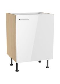 KOCHSTATION, Sp&uuml;lenschrank &raquo;KS-Lucy&laquo; Breite 60 cm, mit 1 T&uuml;r, h&ouml;henverstellbare F&uuml;&szlig;e, Soft-Close, wei&szlig; Glanz/Eiche hell, Eiche hell - B/H/T: 60 cm x 