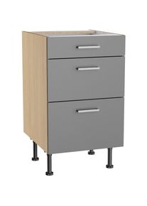 KOCHSTATION, Unterschrank &raquo;KS-Lucy&laquo; Breite 50 cm, 1 Schubkasten, 2 Ausz&uuml;gen, Soft-Close, verstellb. F&uuml;&szlig;e, basaltgrau/Eiche hell, Eiche hell - B/H/T: 
