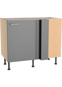 KOCHSTATION, Eckunterschrank &raquo;KS-Lucy&laquo; Breite 100 cm, mit 1 T&uuml;r, Soft-Close, h&ouml;henverstellbare F&uuml;&szlig;e, basaltgrau/Eiche hell, Eiche hell - B/H/T: 100 cm