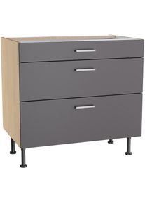 KOCHSTATION, Unterschrank &raquo;KS-Lucy&laquo; Breite 90 cm, 1 Schubkasten, 2 Ausz&uuml;gen, Soft-Close, verstellbare F&uuml;&szlig;e, anthrazit/Eiche hell, Eiche hell - B/H/T: 