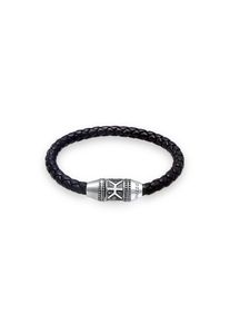 Kuzzoi, Herren, Lederarmband &raquo;Armband Herren Leder Logo Magnet-Verschlu&szlig; 925 Silber&laquo;, Silber, 210, Herrn Leder-Armband aus 925 Sterling Silber