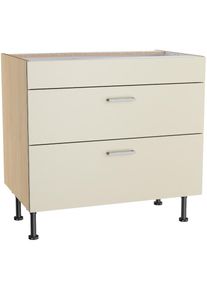 KOCHSTATION, Kochfeldumbauschrank &raquo;KS-Lucy&laquo; Breite 90 cm, mit 2 Ausz&uuml;gen, Soft-Close, h&ouml;henverstellbare F&uuml;&szlig;e, Stain/Eiche hell, Eiche hell - B/H/T: 90