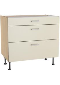 KOCHSTATION, Unterschrank &raquo;KS-Lucy&laquo; Breite 90 cm, 1 Schubkasten, 2 Ausz&uuml;gen, Soft-Close, verstellbare F&uuml;&szlig;e, Stain/Eiche hell, Eiche hell - B/H/T: 90 