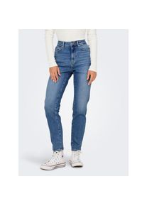 Only, Damen, Straight-Jeans &raquo;ONLEMILY STRETCH HW ST AK DNM CRO571NOOS&laquo;, Medium Blue Denim, 33 - L&auml;nge 32, Straight-fit-Jeans mit hoher Leibh&ouml;he f&uuml;r 