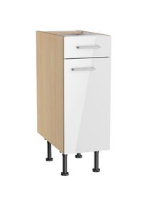 KOCHSTATION, Unterschrank &raquo;KS-Lucy&laquo; Breite 30 cm, h&ouml;henverstellbare F&uuml;&szlig;e, Soft-Close, wei&szlig; Glanz/Eiche hell, Eiche hell - B/H/T: 30 cm x 87 cm x 58,1 