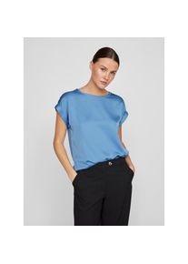 Vila, Damen, Kurzarmshirt &raquo;VIELLETTE S/S SATIN TOP - NOOS&laquo; Satin Optik, Blissful Blue, 40, Regular Fit Passform: umspielt locker den Oberk&ouml;rper