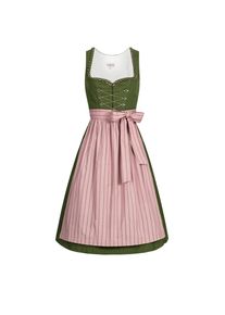 N&uuml;bler N&uuml;bler, Damen, Dirndl &raquo;Dirndl midi Thea&laquo;, Oliv, 36 - EURO, Festliches Dirndl, herzf&ouml;rmiger Ausschnitt, gemusterte Sch&uuml;rze, Trachtenmode