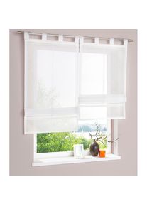 my home, Raffrollo &raquo;Regina&laquo; mit Schlaufen Transparent, Voile, Polyester, einfarbig, uni, creme, Voile, Obermaterial: 100% Polyester, 140 cm