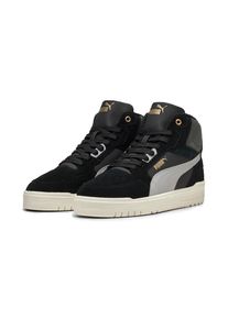 Puma, Herren, Sneaker &raquo;SHUFFLE DOWNTOWN MID WTR&laquo; kn&ouml;chelhoher Schnitt, mit Schn&uuml;rverschluss, Obermaterial aus Leder, Puma Black-Gray Echo-Puma Gold, 