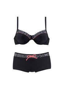 Kangaroos, Damen, B&uuml;gel-Bikini mit modischem Print, verstellbare Tr&auml;ger, schwarz, 40 - Cup D, Mit angesagtem Ethno-Print