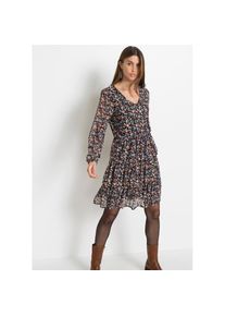 bonprix, Damen, Minikleid f&uuml;r vielseitige Gr&ouml;&szlig;en von 32/34 bis 48/50, mit Blumenmuster, schwarz gebl&uuml;mt, 40/42 (M) - N-Gr, Vielseitige Gr&ouml;&szlig;en von 32/
