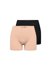 Only, Damen, Hotpants &raquo;ONLVICKY S-LESS MINI SHORTS 2-PACK&laquo;, Black Pack:BLACK+PEACH TAFFY, M - N-Gr, 2-er Packung Hotpants von Only