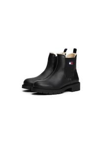 Tommy Jeans, Damen, Chelseaboots &raquo;TJW CHELSEA BOOT WL&laquo; , Blockabsatz, Stiefelette mit typischer Logoflagge, schwarz, 36, Winterboots zum Schlupfen, 