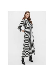 Y.A.S, Damen, Hemdblusenkleid &raquo;YASSAVANNA LONG SHIRT DRESS&laquo; Sommerkleid, mit 3/4 &Auml;rmel, black w. white stripes, S - N-Gr, 3/4-&Auml;rmel und Taillennaht: 