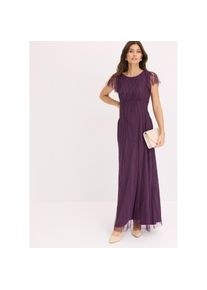 bonprix, Damen, Maxikleid f&uuml;r Abiball, Festtage und Hochzeiten, aus T&uuml;ll, mit Perlenstickerei, dunkellila (L&auml;nge: Regul&auml;r), 44 - N-Gr, Festlicher Stil