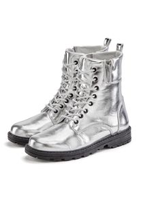 Lascana, Damen, Stiefelette im angesagten Metallic-Look, Stiefel, Boots VEGAN, silberfarben, 37, Im angesagten Metallic-Look
