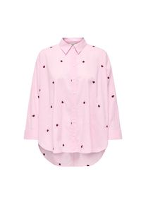 Only, Damen, Hemdbluse &raquo;ONLNEW LINA GRACE LS EMB SHIRT NOOS WVN&laquo;, Roseate Spoonbill Detail:BORDEAUX HEART, L, Bestickte Bluse von Only