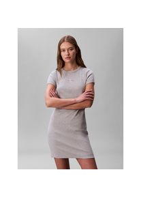 Calvin Klein Jeans, Damen, Minikleid &raquo;MONOLOGO BABY RIB MINI DRESS&laquo; Ohne Tasche Figurbetonte Passform mit Rundhalsausschnitt, Heroic Grey Heather, XL 
