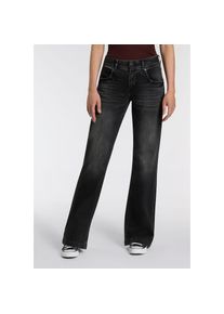 Herrlicher, Damen, 5-Pocket-Jeans &raquo;Edna Denim Black Light&laquo; Flared Fit mit Abn&auml;hern, rhino, 34 - L&auml;nge 30, Jeans von Herrlicher