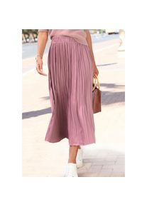 Lascana, Damen, Maxirock mit Plisseefalten, edel gl&auml;nzende Ware, mauve, 40, Faltenrock aus edel gl&auml;nzender Ware