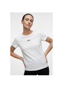 BOSS Orange, Damen, T-Shirt &raquo;Elove Embro Premium Damenmode&laquo; mit Rundhals, Slim Fit, White 100, S (36), Kurzarmshirt von BOSS Orange Womenswear