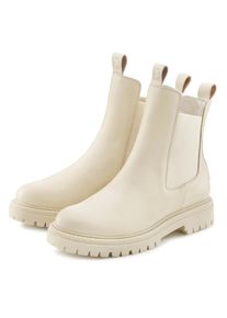 ELBSAND, Damen, Stiefelette &raquo;Chelseaboots, Schlupfstiefel, Bikerboots, Sommerstiefelette&laquo; aus Leder mit Stretch-Eins&auml;tzen, beige, 39, Modische 