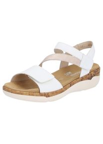 Remonte, Damen, Keilsandalette , Sommerschuh, Klettschuh, Riemchensandale mit Softfu&szlig;bett, wei&szlig;-ros&eacute;goldfarben, 39, Sandalette mit regulierbaren 
