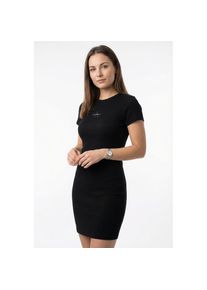 Calvin Klein Jeans, Damen, Minikleid &raquo;MONOLOGO BABY RIB MINI DRESS&laquo; Ohne Tasche Figurbetonte Passform mit Rundhalsausschnitt, Black, L (42) - N-Gr, 