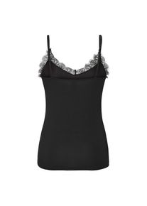 s.Oliver, Damen, Unterhemd tiefer V-Ausschnitt mit Spitzenkante, elastische Viskosemischung, schwarz, 32/34, Tiefer V-Ausschnitt mit eleganter 