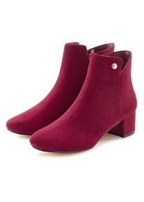 Lascana, Damen, Stiefelette &raquo;Sommerstiefelette&laquo; mit bequemen Blockabsatz, Ankle Boots, Stiefel VEGAN, bordeaux, 38, Bequemer Blockabsatz