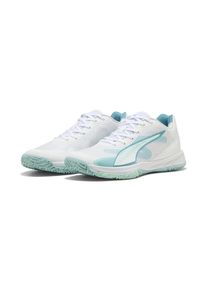 PUMA, Damen, Hallenschuh &raquo;ACCELERATE TURBO 4 W+ GAME ON&laquo; mit Schn&uuml;rung, Gummilaufsohle mit leichtem Profil, PUMA White-Baltic Sea Blue-Fresh Water, 39