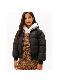 Tommy Hilfiger, Damen, Wendejacke &raquo;REVERSIBLE STRIPE PUFFER BOMBER&laquo; ohne Kapuze Kinder bis 16 Jahre, Black Aop, 3 (98), Jacke von Tommy Hilfiger f&uuml;r 