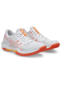 asics, Damen, Hallenschuh &raquo;GEL-ROCKET 12&laquo; besonders geeignet f&uuml;r Handball und Volleyball, WHITE/VIVID CORAL, 42, Bequemer Hallenschuh von asics