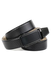 Anthoni Crown, Herren, Lederg&uuml;rtel Handgen&auml;hter G&uuml;rtel mit sportiver Automatik-Schlie&szlig;e in Karbon, schwarz, 100, Hochwertiges Rindsleder